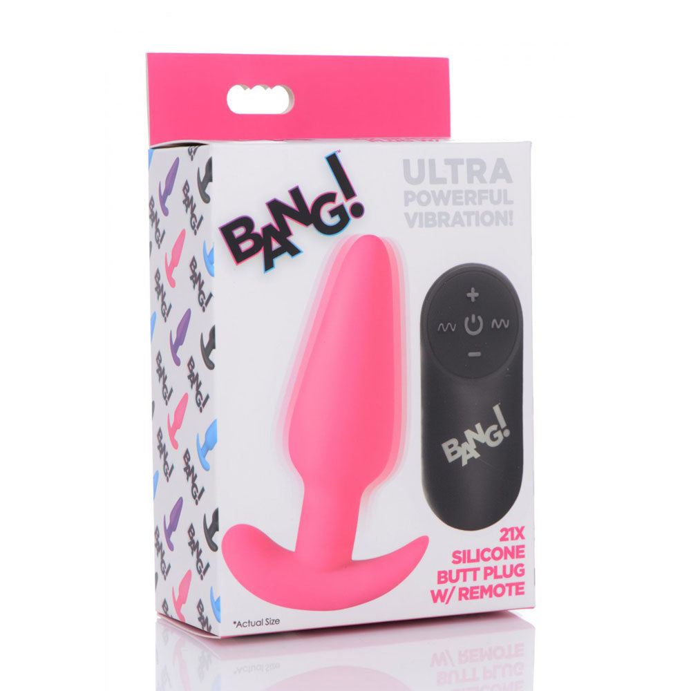 Box front showing pink plug artwork with the black remote.