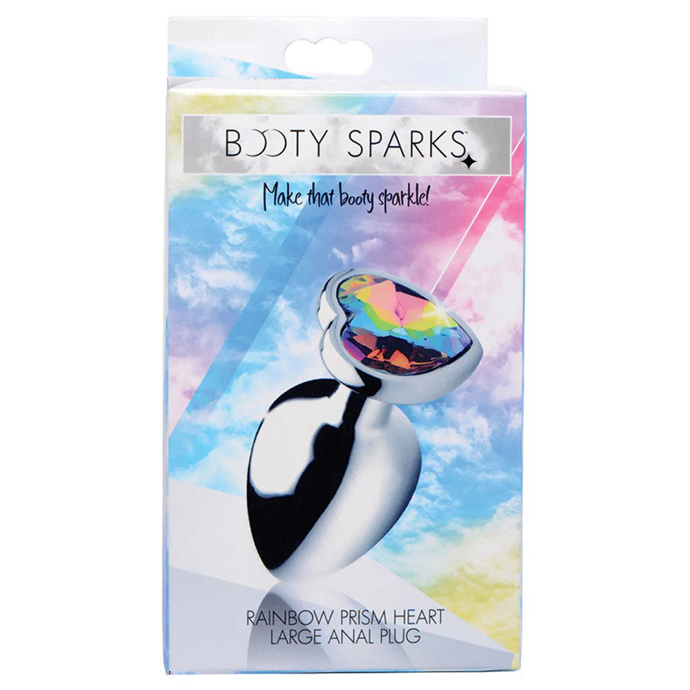 Rainbow Heart Jeweled Metal Butt Plug - Booty Sparks