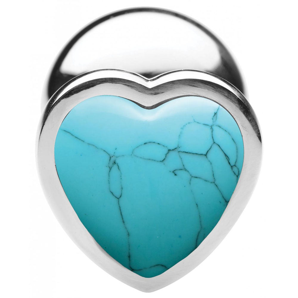 Turquoise Heart Gem Metal Butt Plug - Booty Sparks
