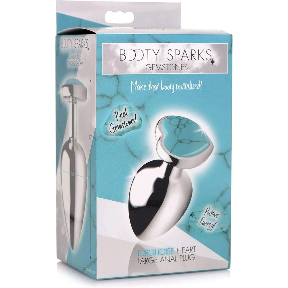 Turquoise Heart Gem Metal Butt Plug - Booty Sparks
