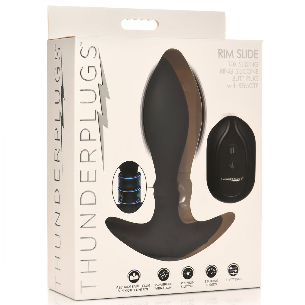 Rim Slide Silicone Butt Plug & Remote - ThunderPlugs