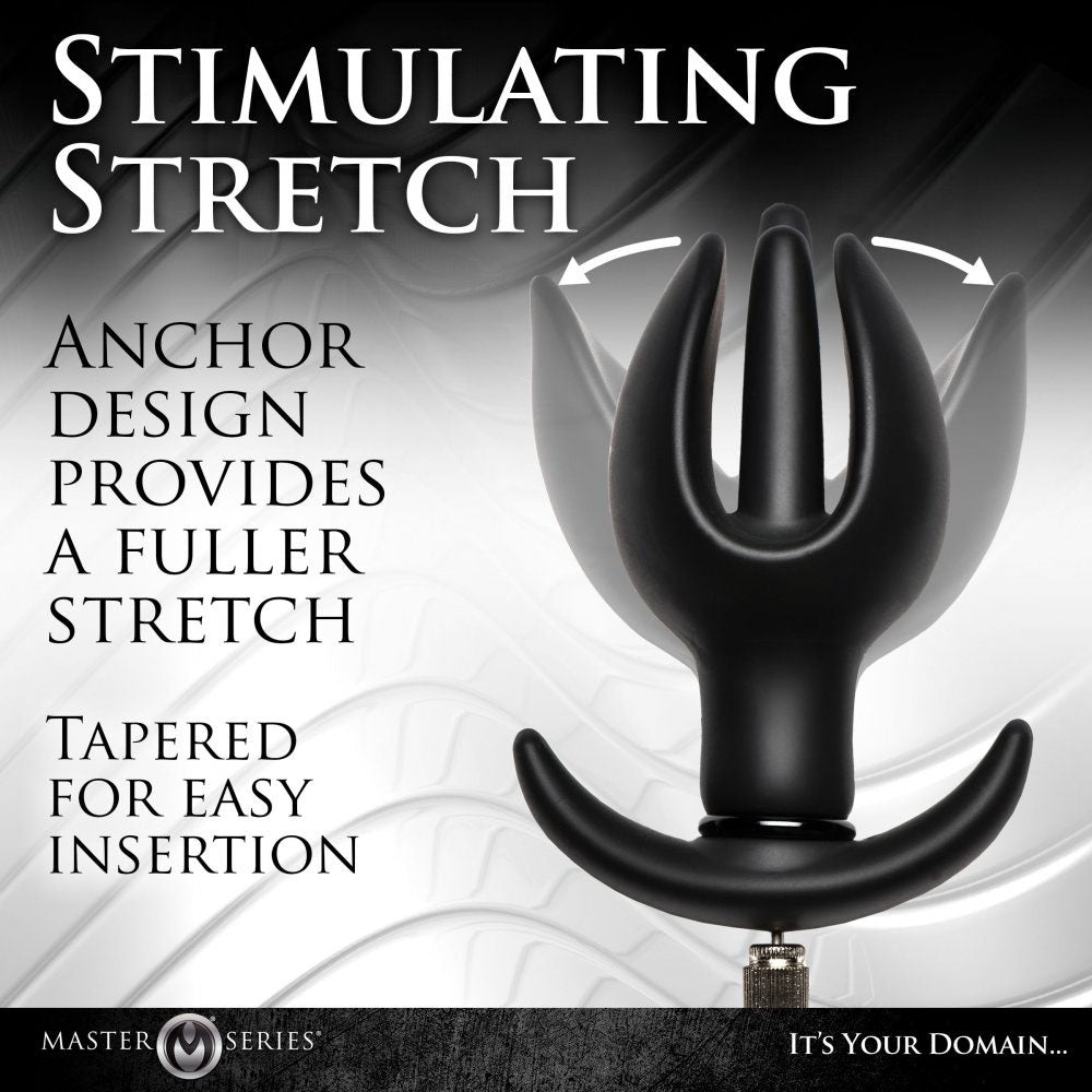 Infographic showing the anchor plug’s tapered center tip and rounded sides expanding outward