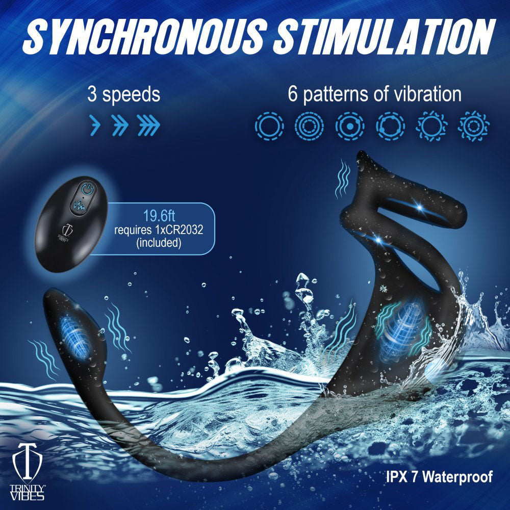 Prostate Massager With Remote & Cock Ring - Trinity Men DuoLink