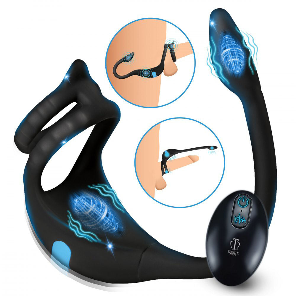 Prostate Massager With Remote & Cock Ring - Trinity Men DuoLink