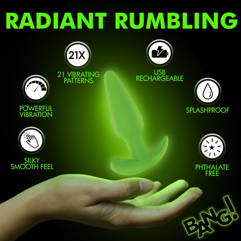 Glowing Silicone Butt Plug & Remote - Bang! Glow-in-the-Dark