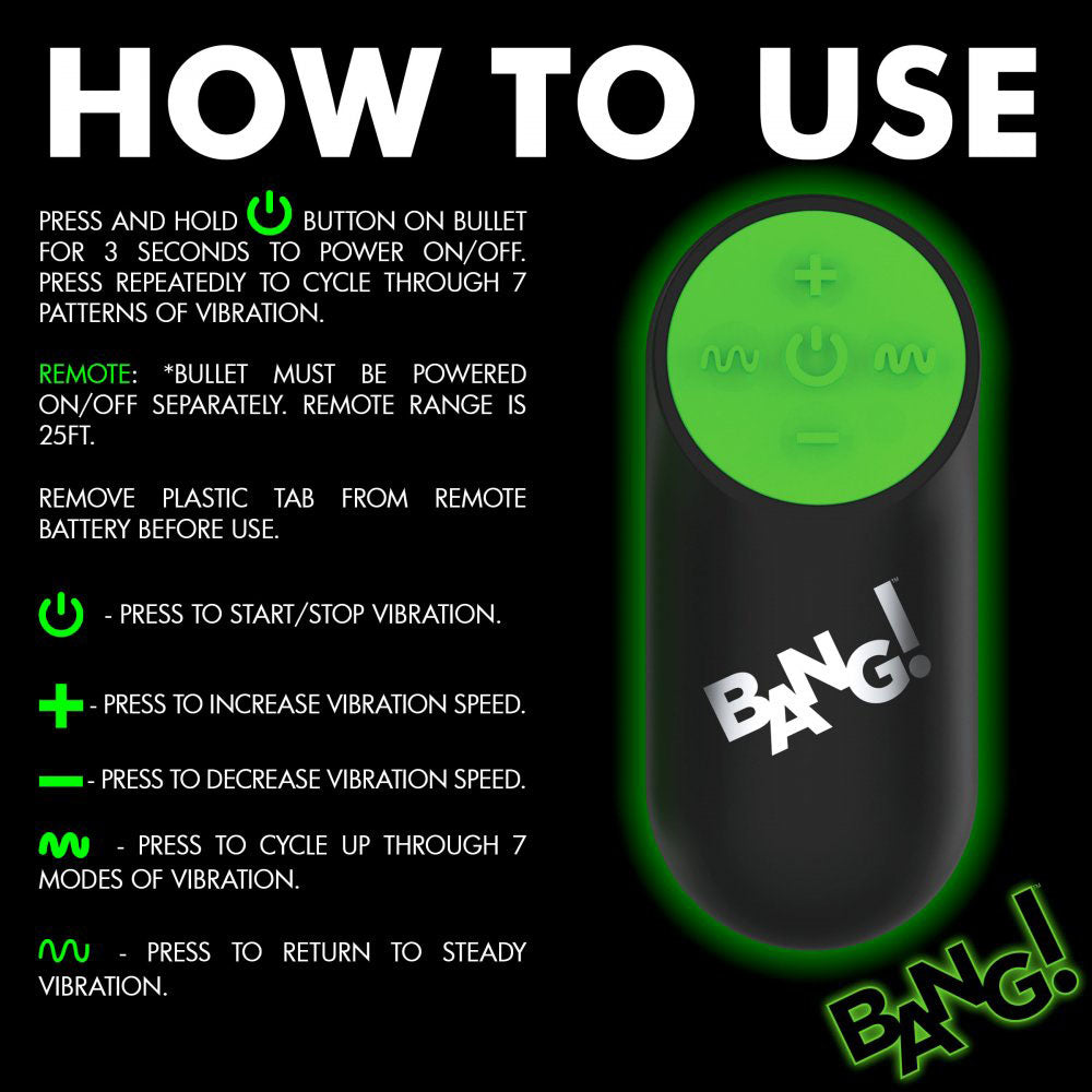 Glowing Silicone Butt Plug & Remote - Bang! Glow-in-the-Dark