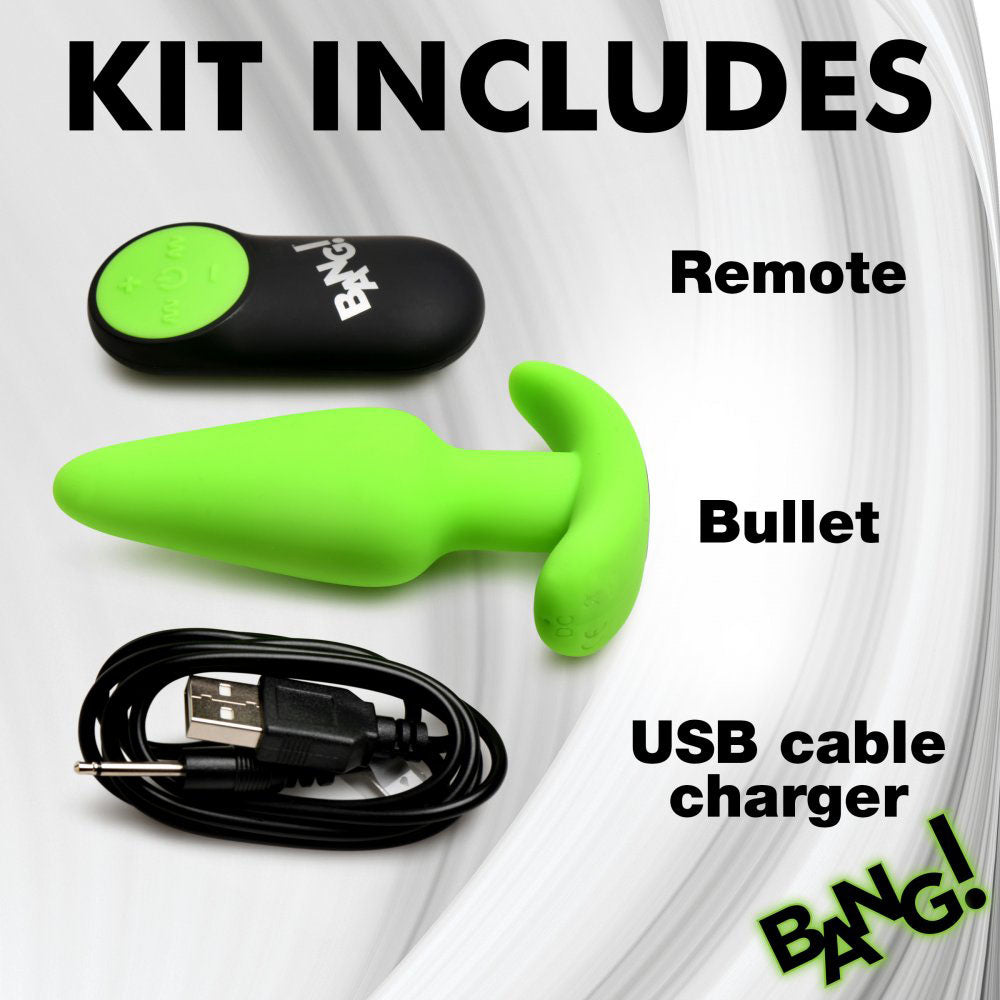 Glowing Silicone Butt Plug & Remote - Bang! Glow-in-the-Dark
