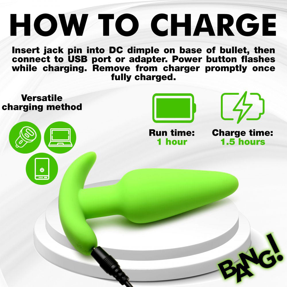 Glowing Silicone Butt Plug & Remote - Bang! Glow-in-the-Dark