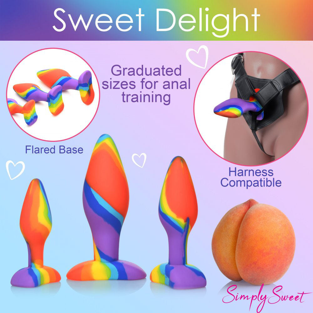 Rainbow Silicone Butt Plug Set - Simply Sweet