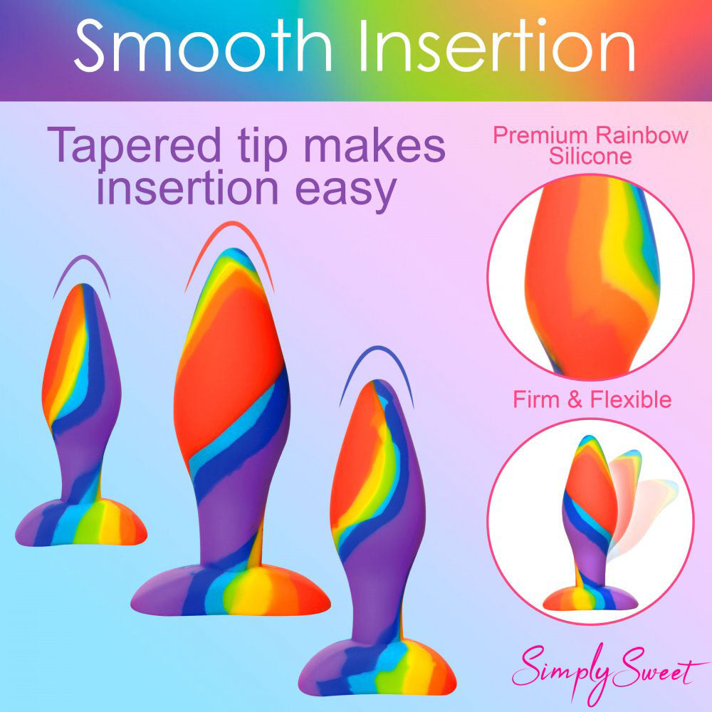 Rainbow Silicone Butt Plug Set - Simply Sweet