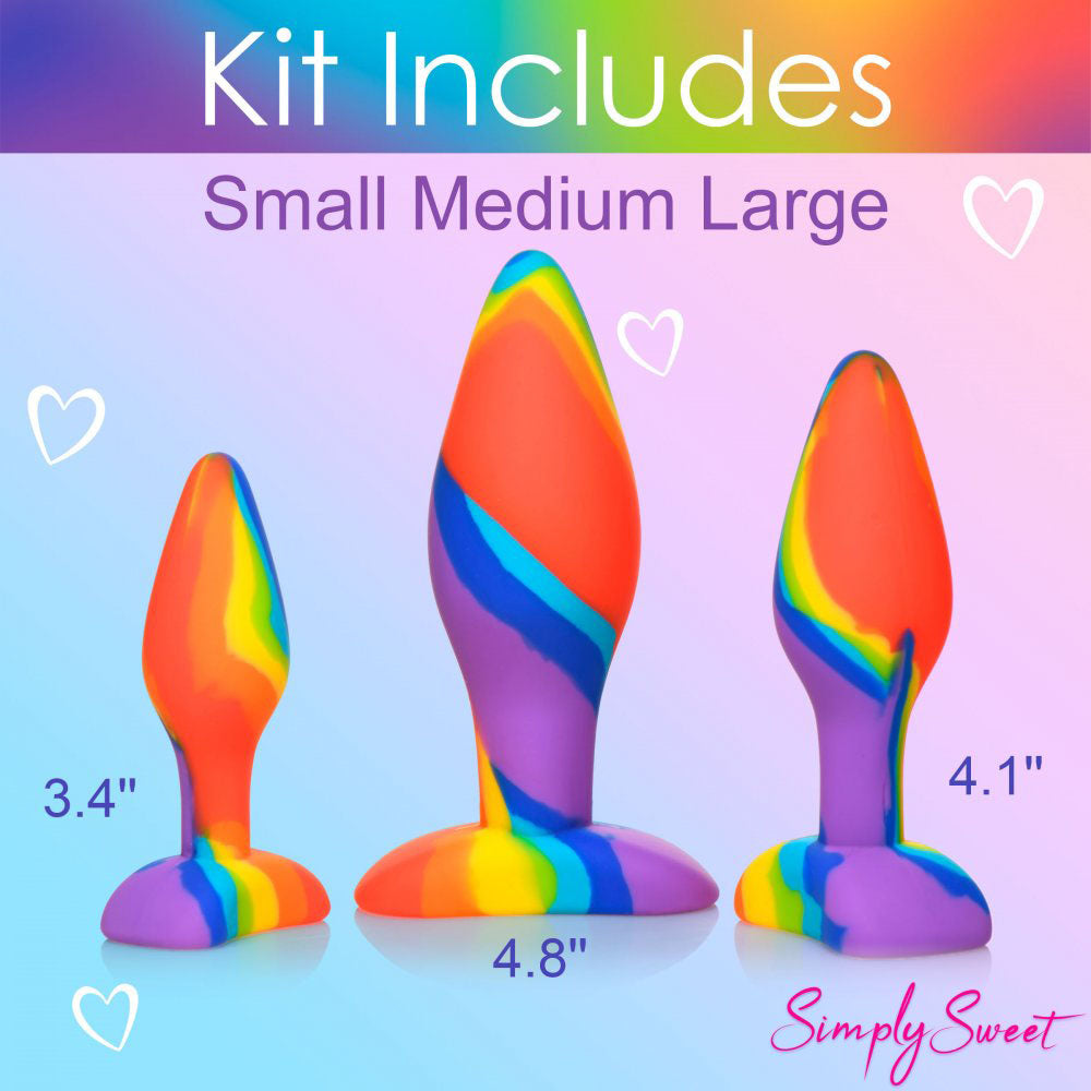 Rainbow Silicone Butt Plug Set - Simply Sweet