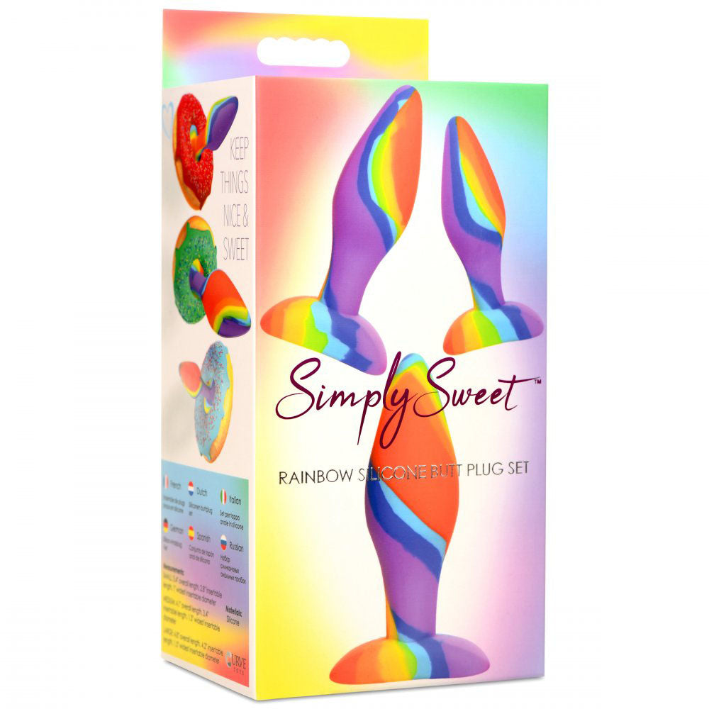 Rainbow Silicone Butt Plug Set - Simply Sweet