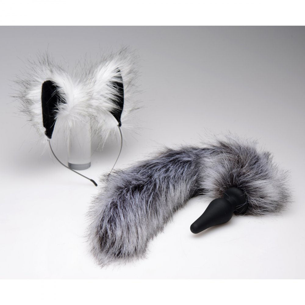 Grey Wolf Tail Butt Plug & Ears - Tailz Roleplay Kit