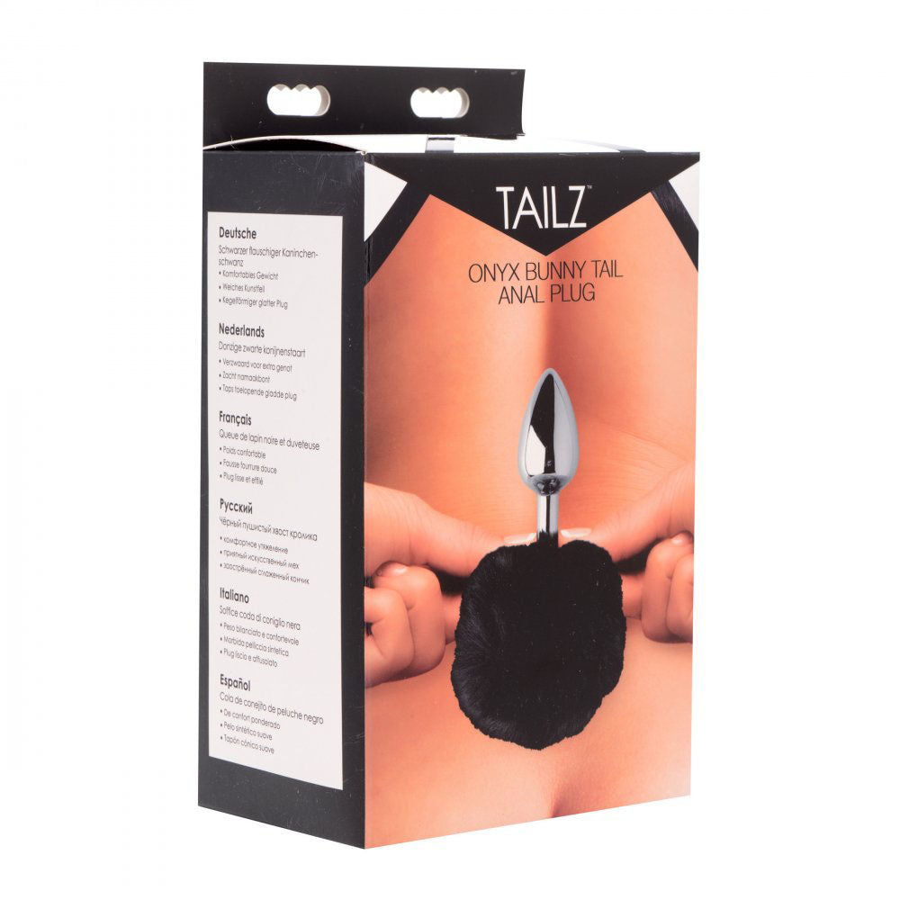 Onyx Bunny Tail Metal Butt Plug - Tailz Roleplay
