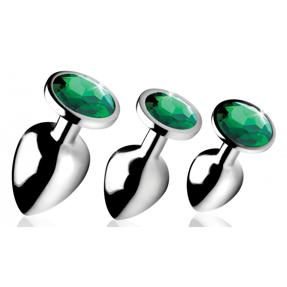Emerald Jeweled Metal Butt Plug Set - Booty Sparks