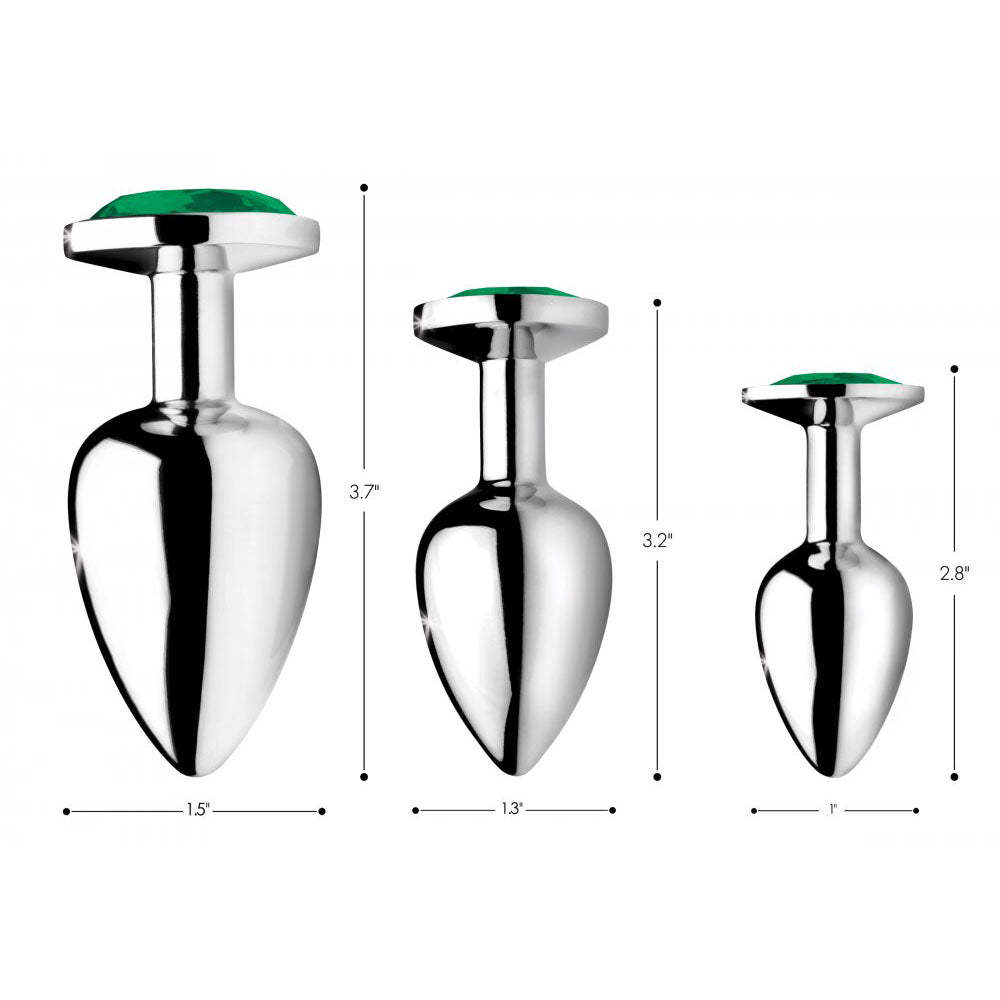 Emerald Jeweled Metal Butt Plug Set - Booty Sparks