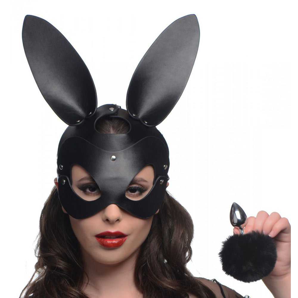 Black Bunny Tail Butt Plug & Mask - Tailz Roleplay Kit