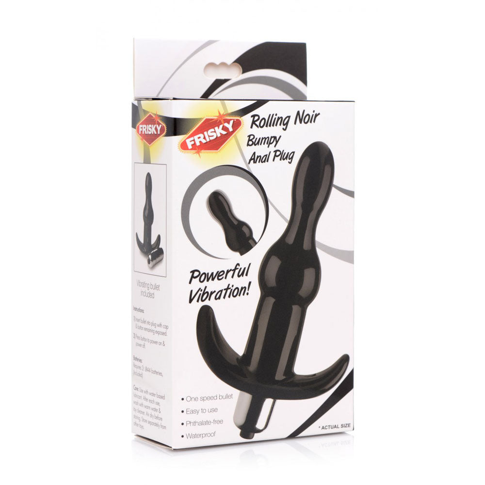 Rolling Noir Bumpy Butt Plug With Vibration - Frisky