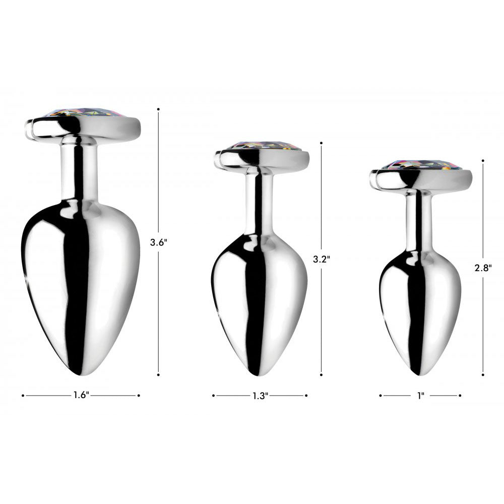 Rainbow Heart Jeweled Metal Butt Plug - Booty Sparks