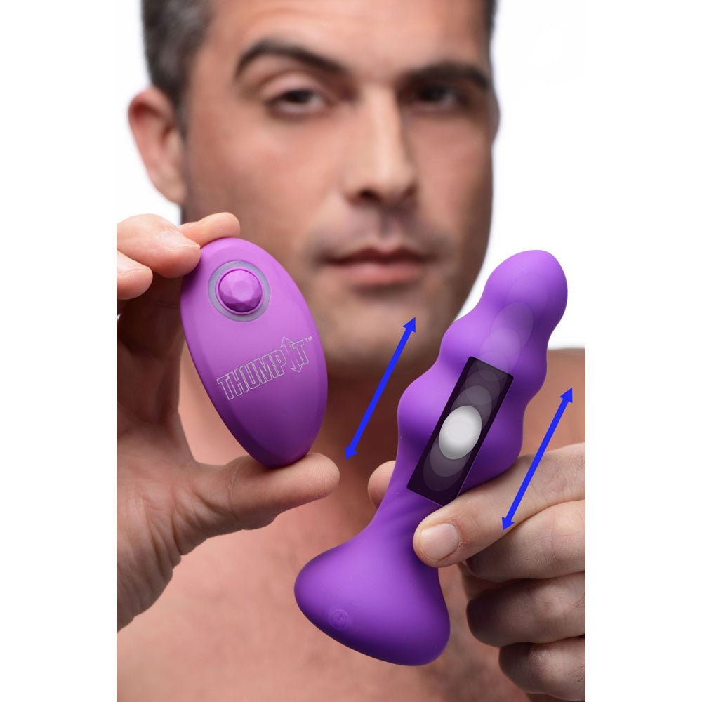 Ribbed Kinetic Butt Plug & Remote - Thump It