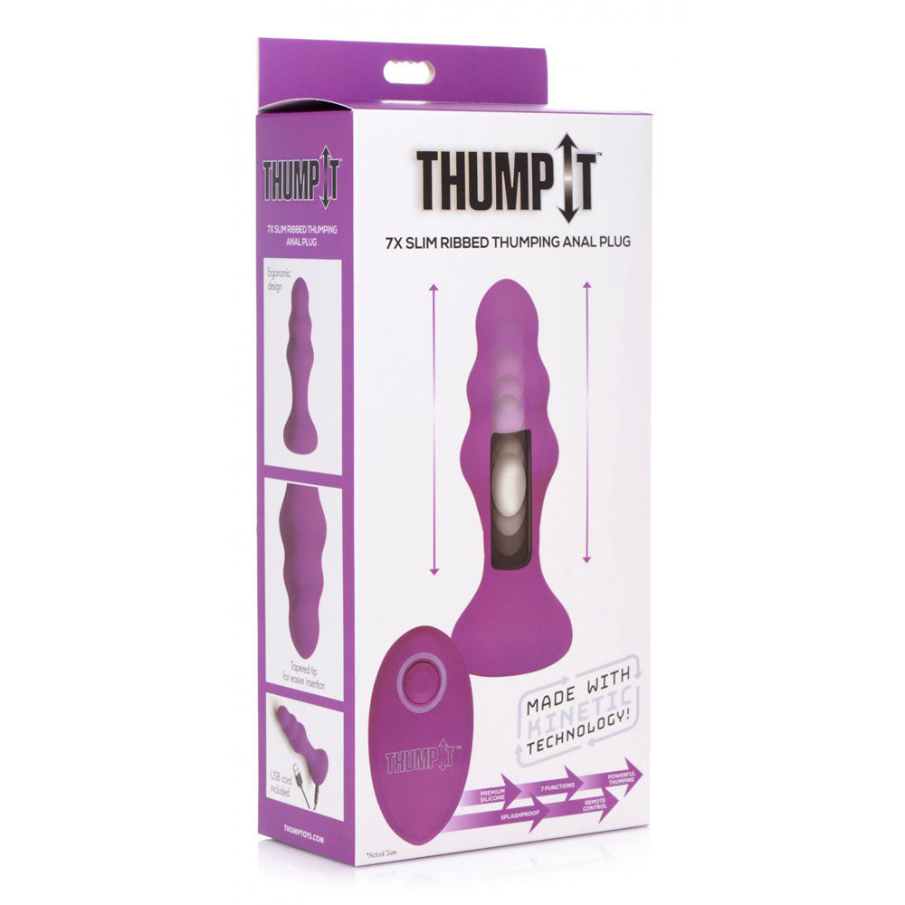 Ribbed Kinetic Butt Plug & Remote - Thump It