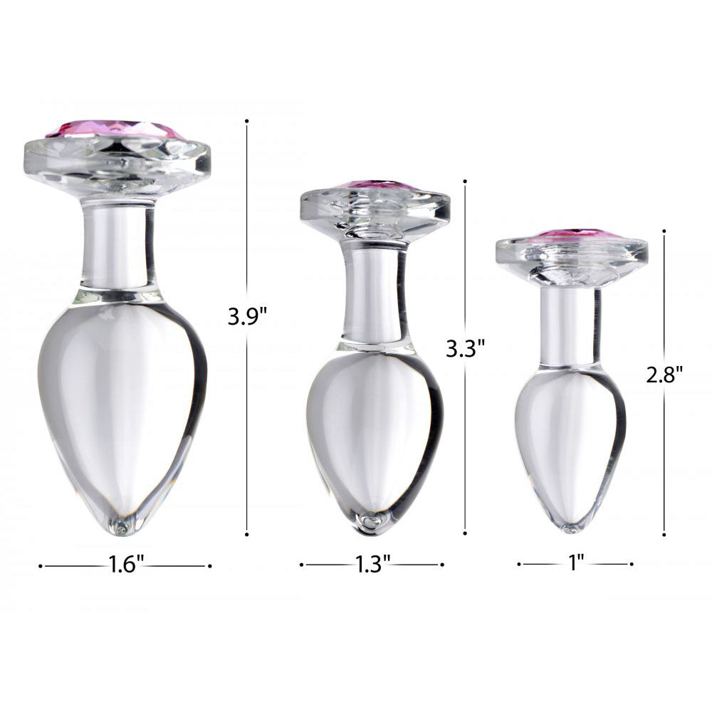 Pink Jeweled Glass Butt Plug Collection - Booty Sparks