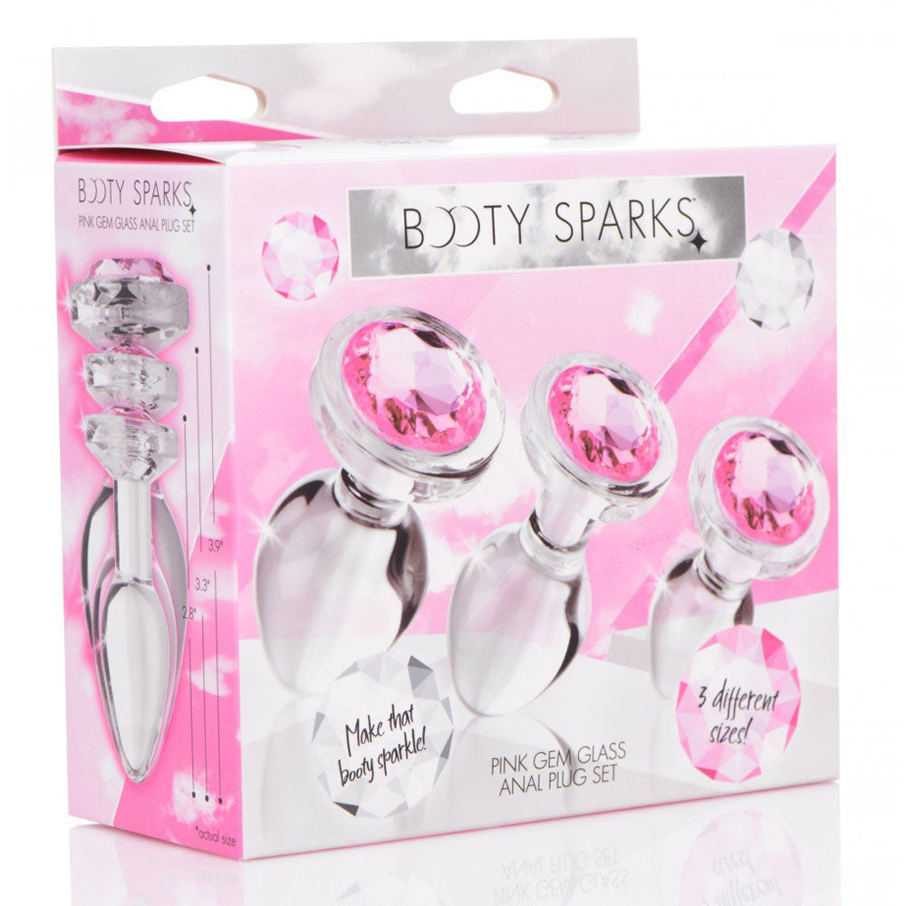 Pink Jeweled Glass Butt Plug Collection - Booty Sparks
