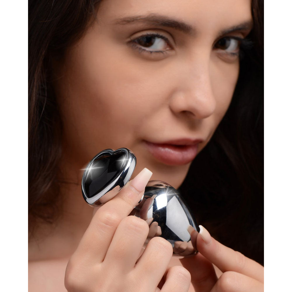 Black Heart Jeweled Metal Butt Plug - Booty Sparks