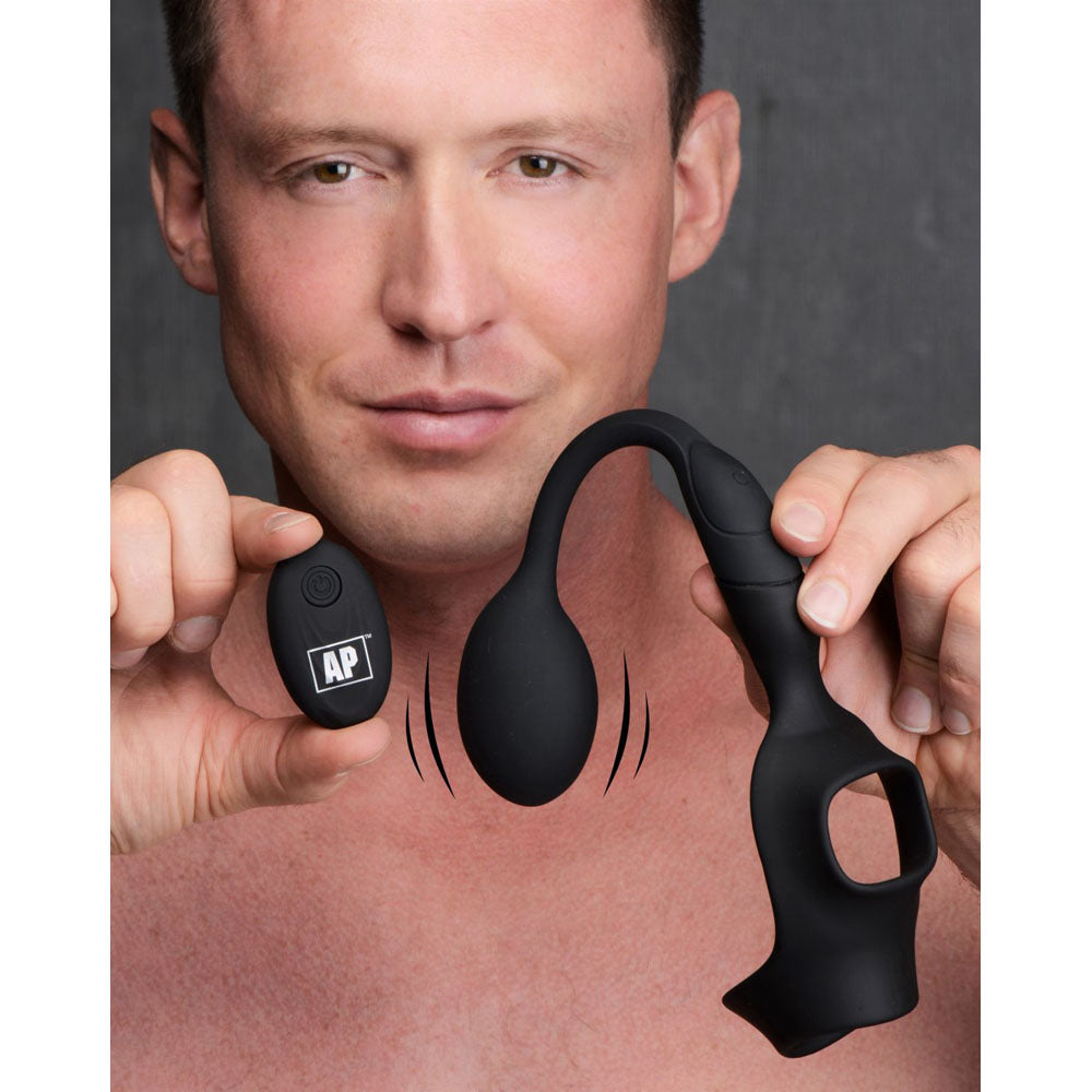 Prostate Massager With Remote & Cock Ring - Alpha-Pro P-Bomb