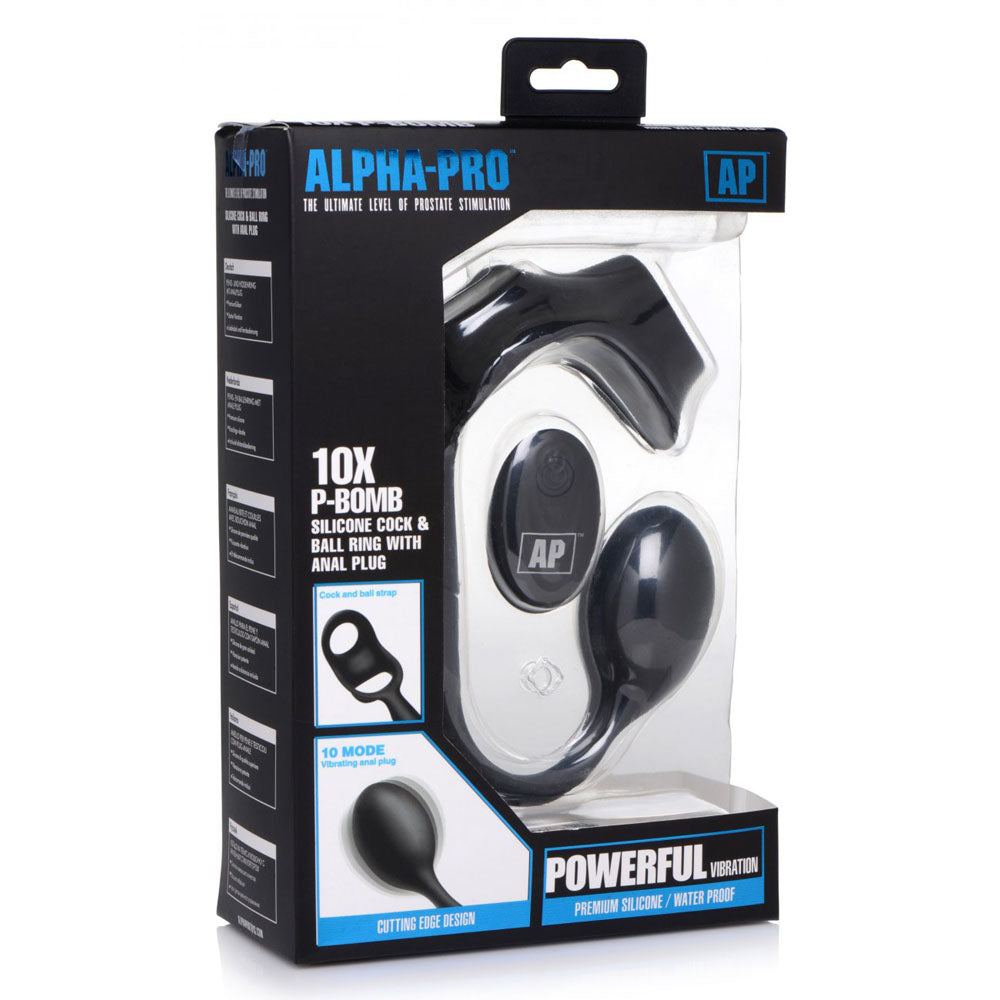 Prostate Massager With Remote & Cock Ring - Alpha-Pro P-Bomb