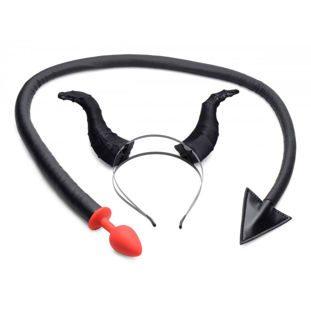 Sinful Devil Tail Butt Plug With Horns - Tailz Roleplay Kit
