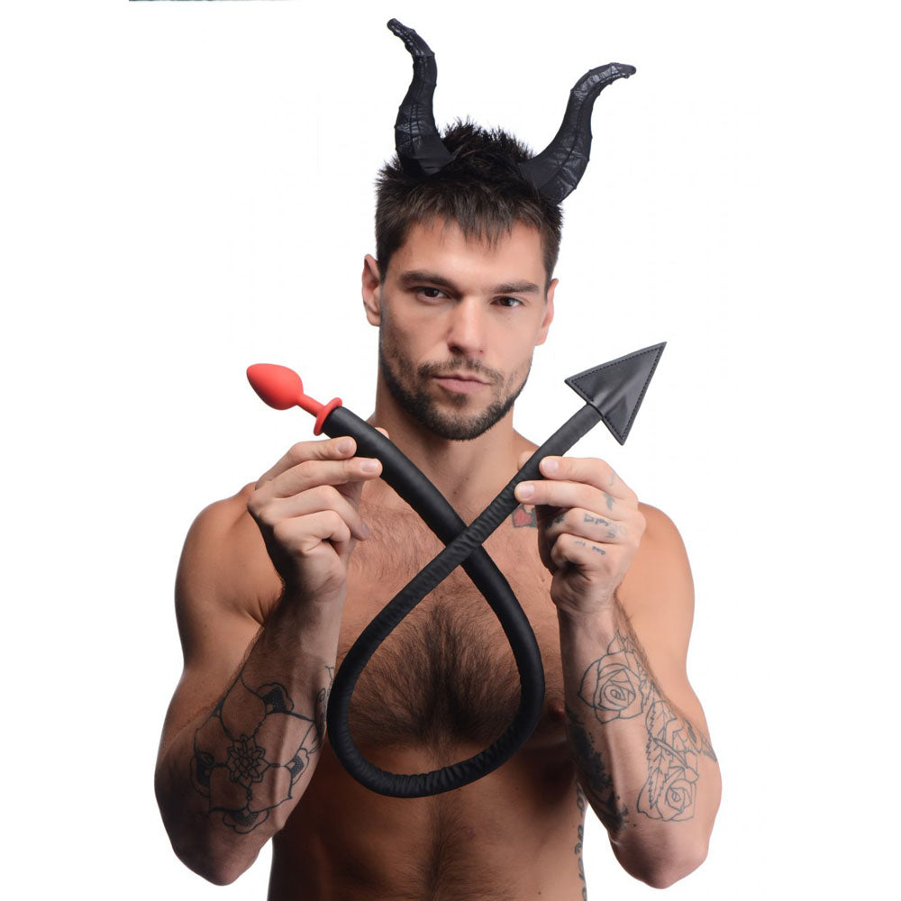 Sinful Devil Tail Butt Plug With Horns - Tailz Roleplay Kit