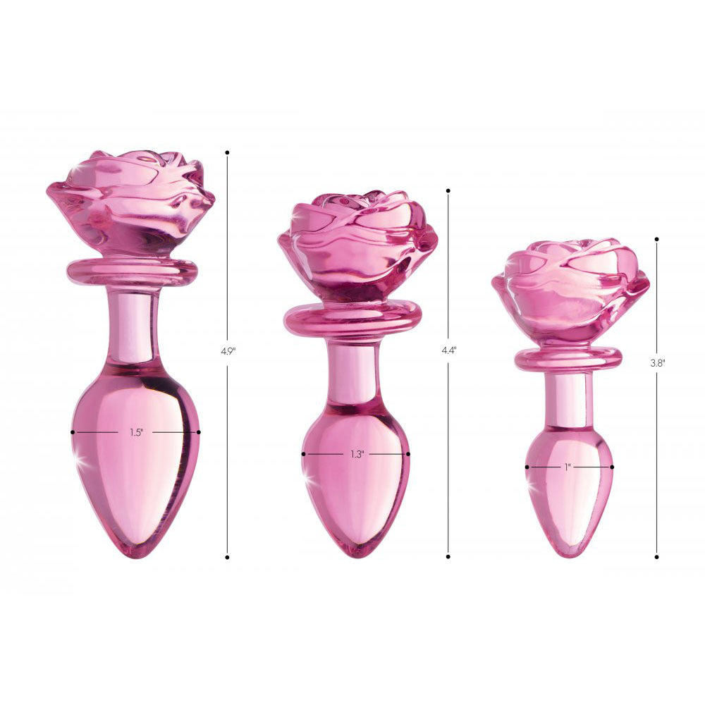 Pink Rose Glass Butt Plug - Booty Sparks