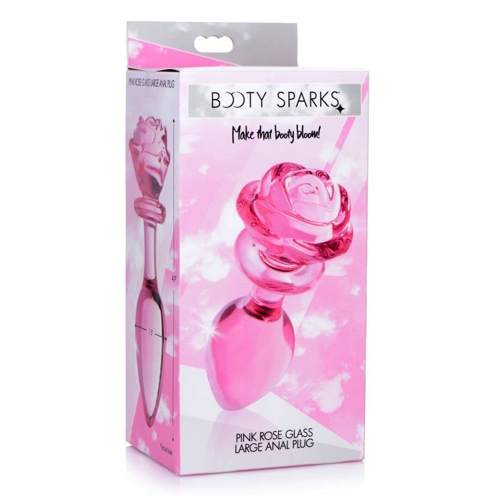 Pink Rose Glass Butt Plug - Booty Sparks
