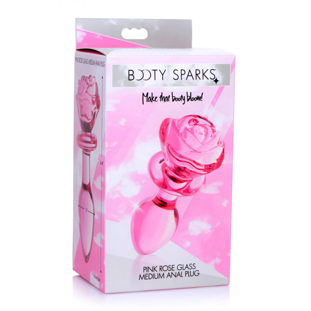 Pink Rose Glass Butt Plug - Booty Sparks
