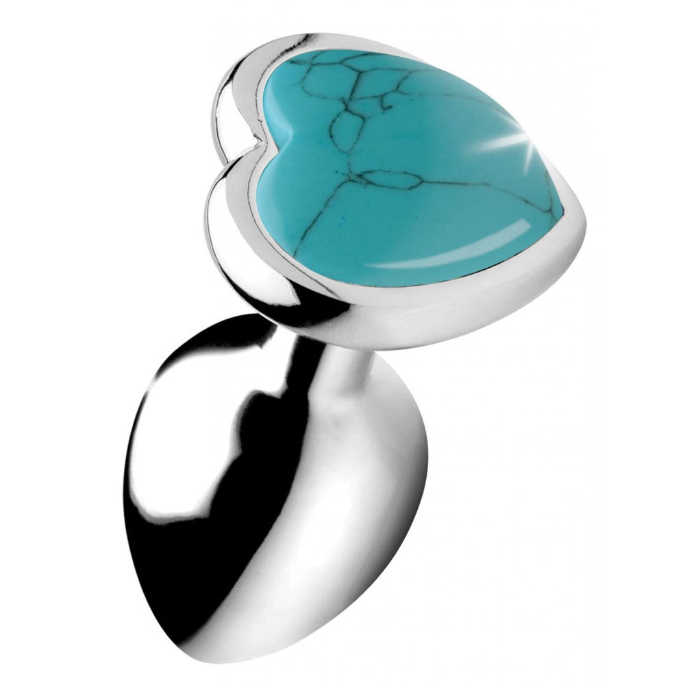 Turquoise Heart Gem Metal Butt Plug - Booty Sparks