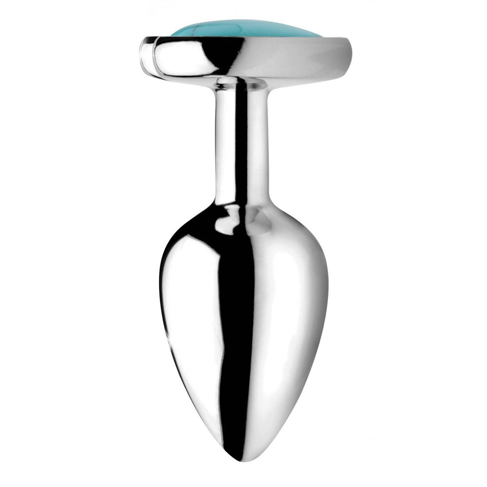 Turquoise Heart Gem Metal Butt Plug - Booty Sparks