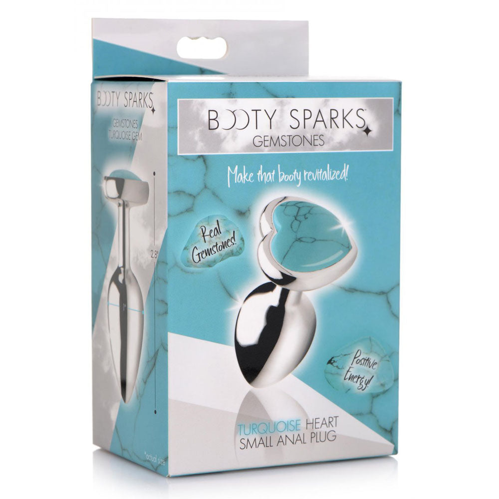 Turquoise Heart Gem Metal Butt Plug - Booty Sparks
