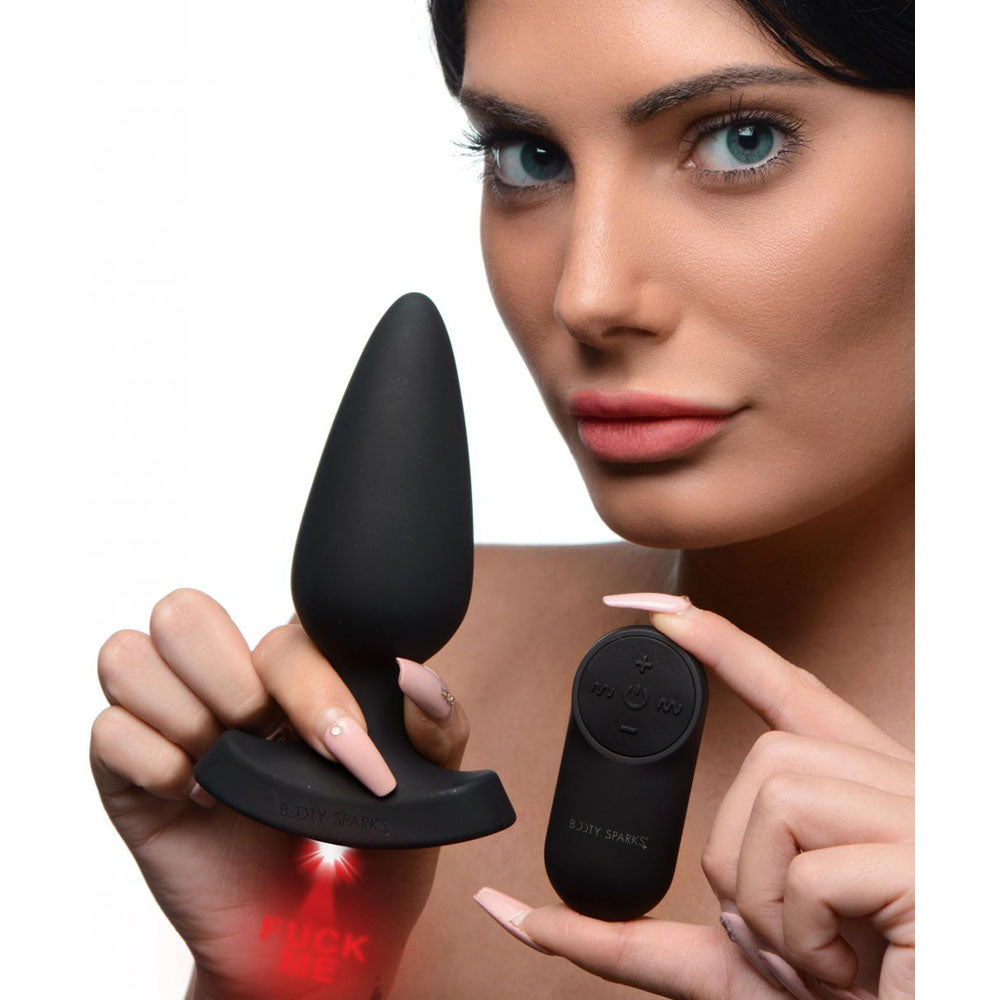 Laser Fuck Me Silicone Butt Plug & Remote - Booty Sparks