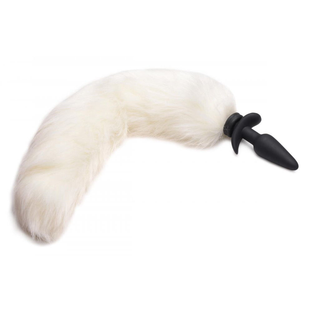 Snap-On White Fox Tail Butt Plug &amp; Remote - Tailz Roleplay