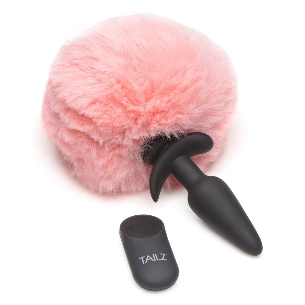 Snap-On Pink Bunny Tail Butt Plug & Remote - Tailz Roleplay