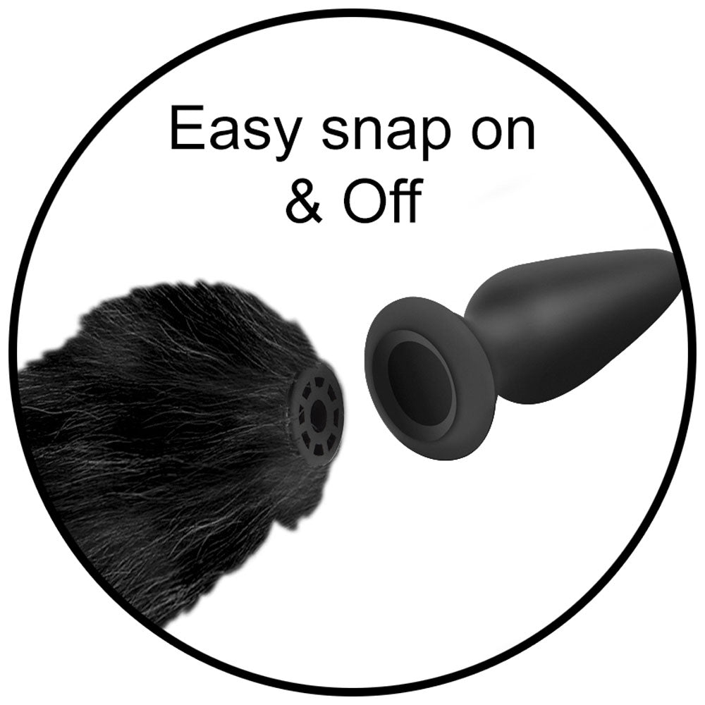 Snap-On Black Fox Tail Butt Plug & Remote - Tailz Roleplay