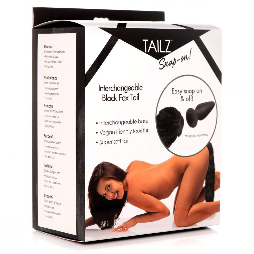 Snap-On Black Fox Tail Butt Plug & Remote - Tailz Roleplay