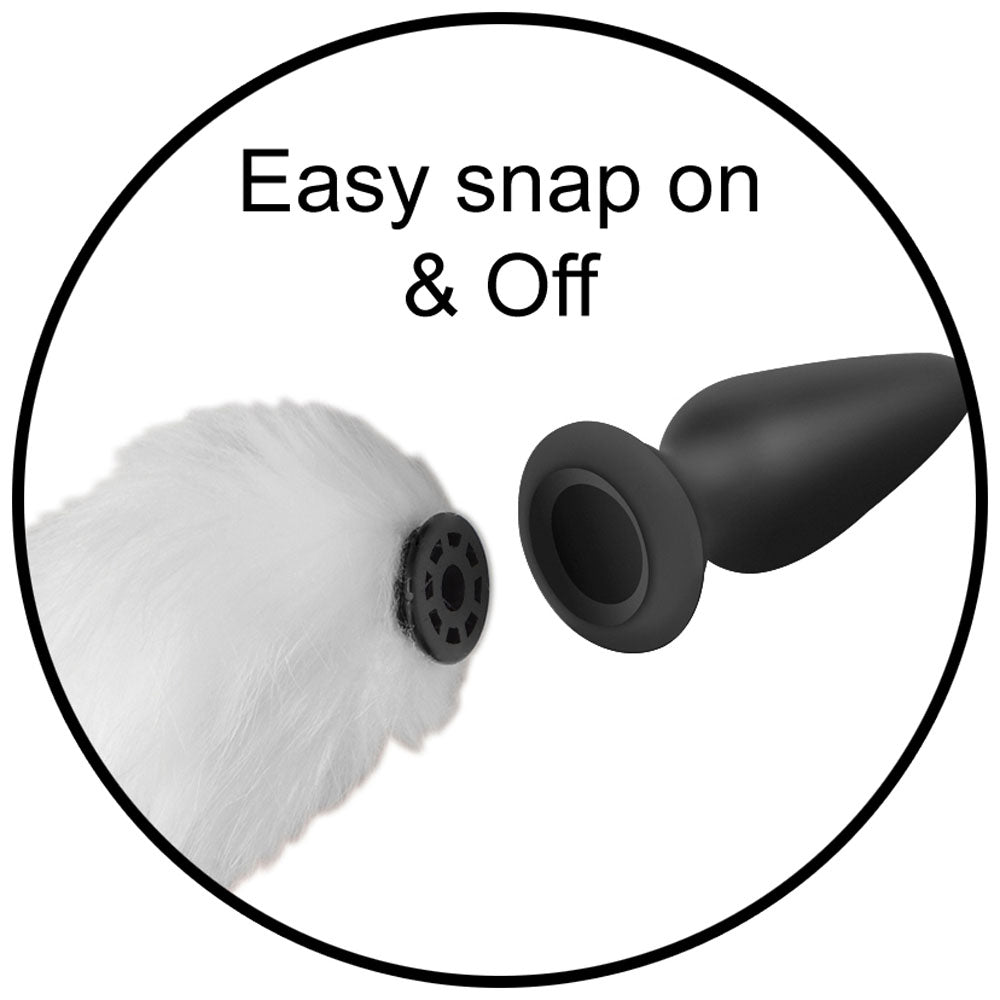 Snap-On White Fox Tail Butt Plug & Remote - Tailz Roleplay