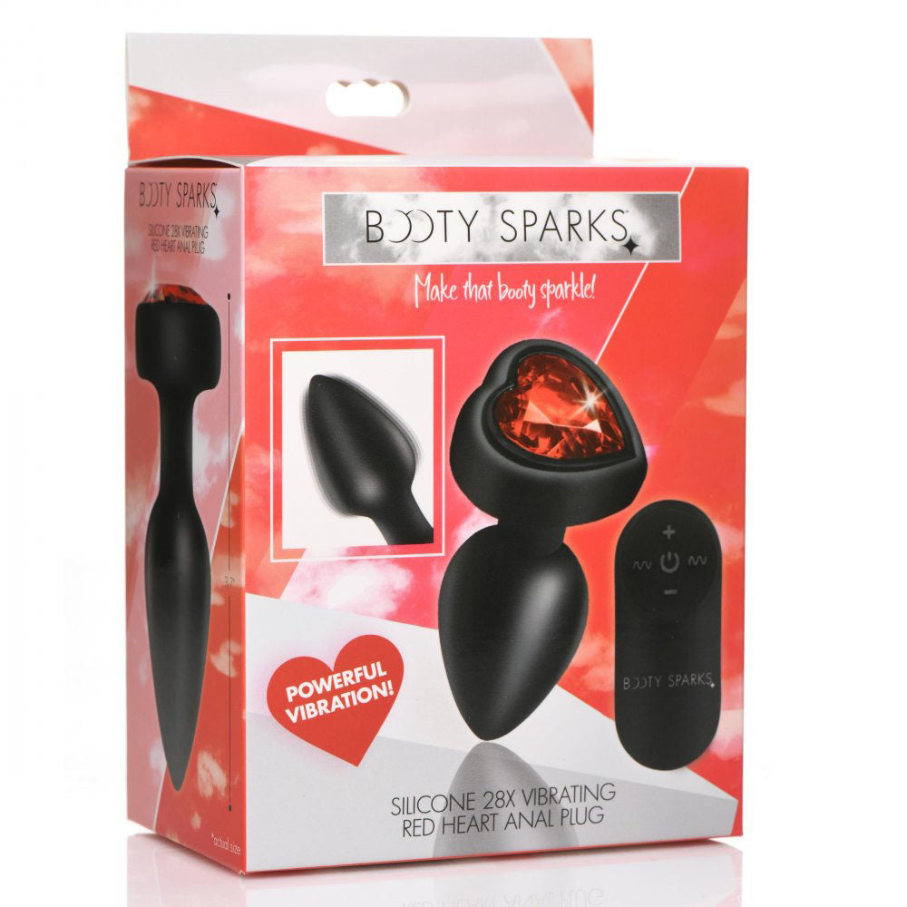 Red Heart Jeweled Butt Plug & Remote - Booty Sparks