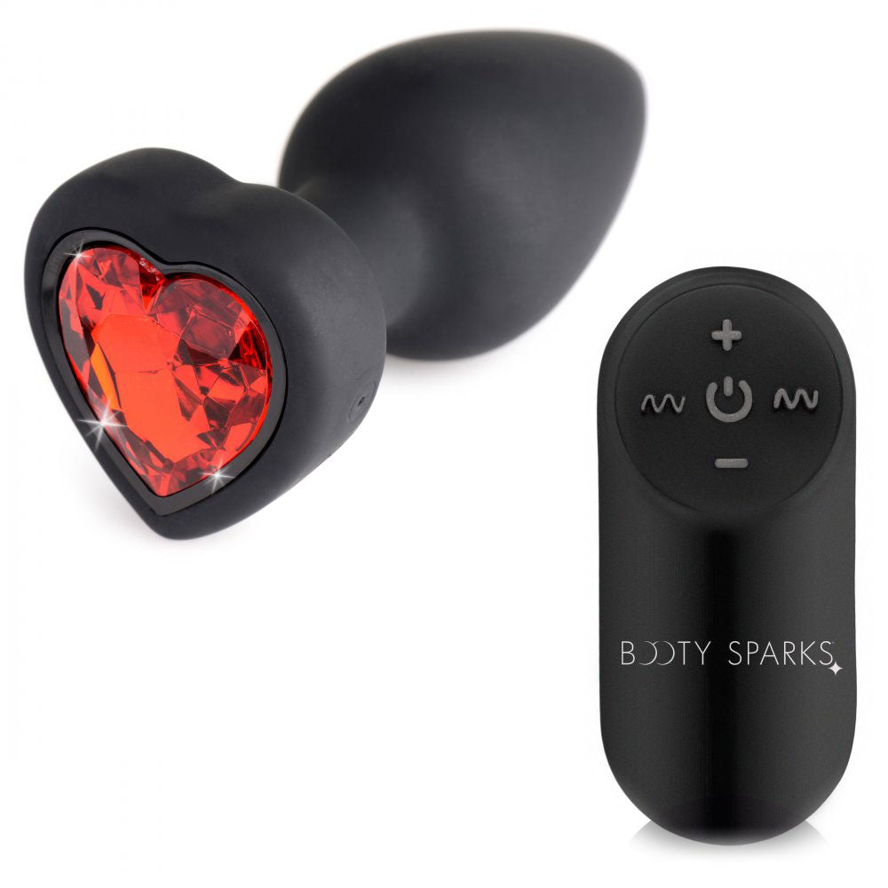 Red Heart Jeweled Butt Plug & Remote - Booty Sparks