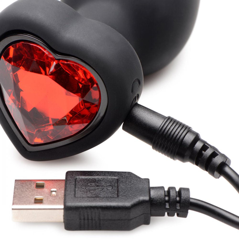 Red Heart Jeweled Butt Plug & Remote - Booty Sparks