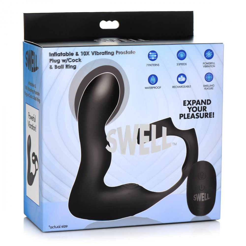 Inflatable Prostate Massager With Remote & Cock Ring - Swell