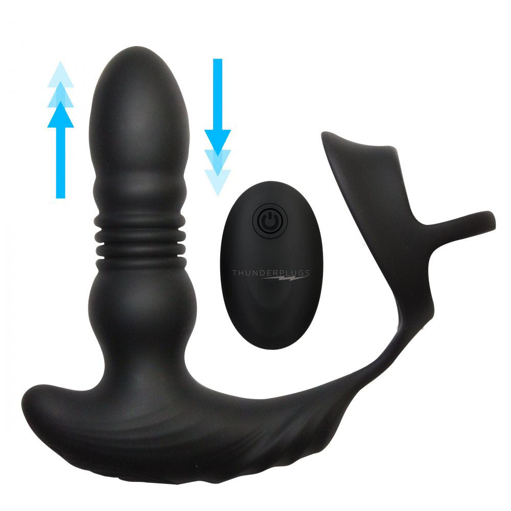 Thrusting Prostate Massager With Remote & Cock Ring - ThunderPlugs