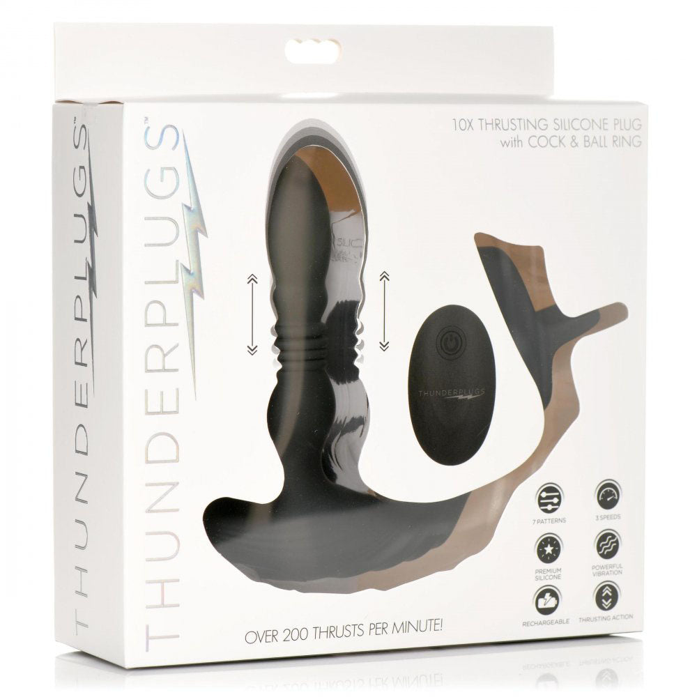 Thrusting Prostate Massager With Remote & Cock Ring - ThunderPlugs